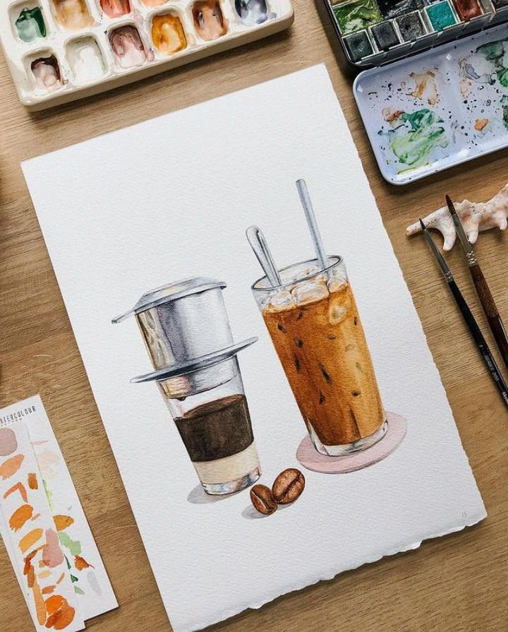 Cà phê phin Việt Nam — watercolor